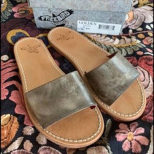 Freebird Golden Sandals - Stone Size 9